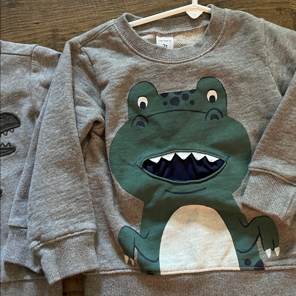 Carter's Gray Dinosaur Sweatshirts - Picture 3 of 3